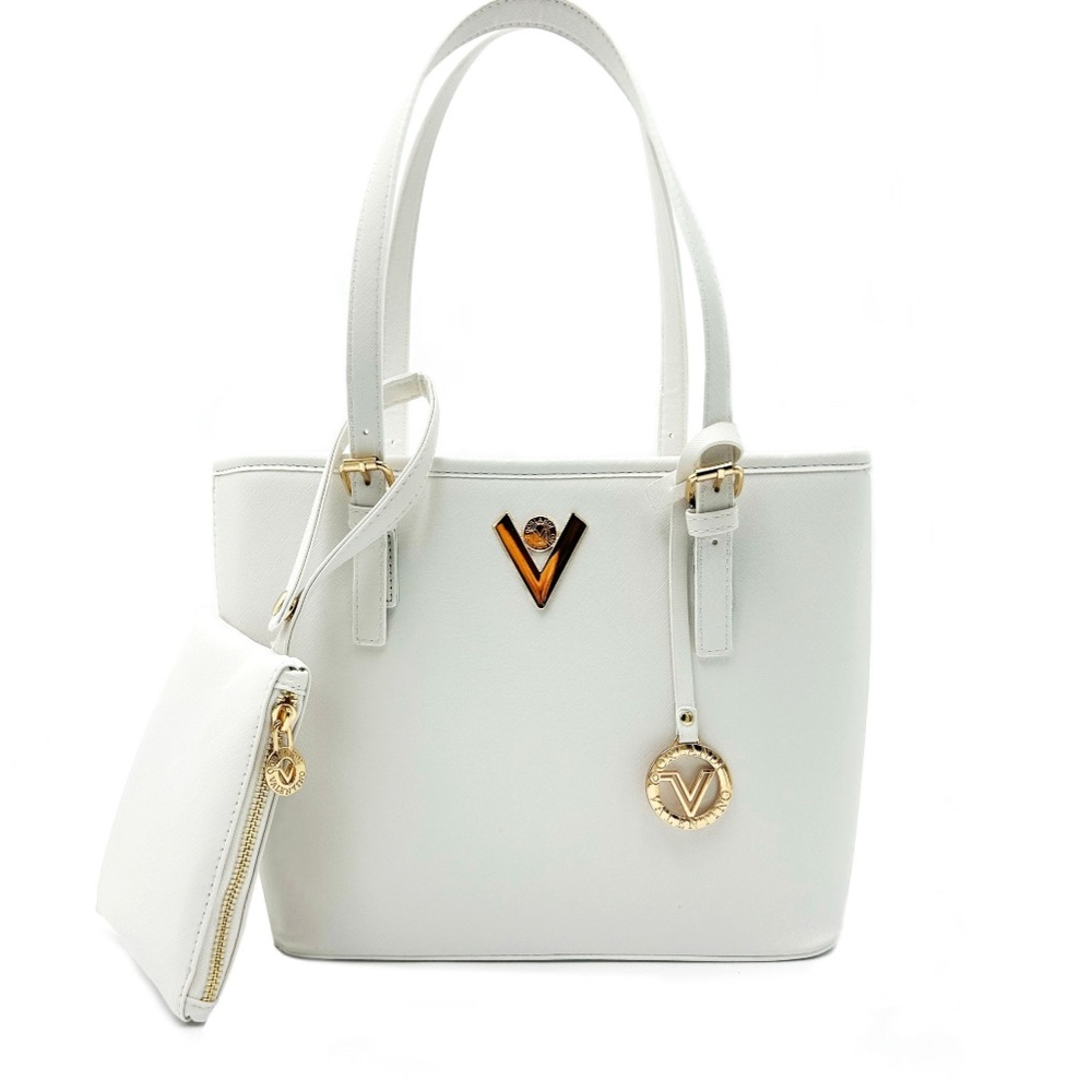 Valentino Orlandi White Tote with Gold Accents with Matching Wallet — BNWT